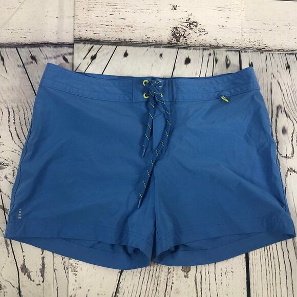 Lands' End Womens Blue Yellow Board Swim shorts size 12 - Picture 2 of 12